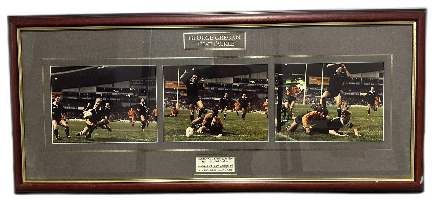 George Gregan "That Tackle" — Bledisloe Cup 1994, Ltd Edition 403/1000, Framed