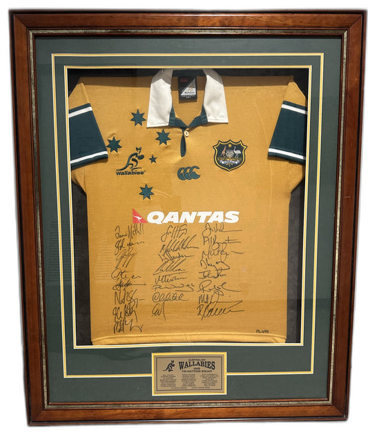Australian Wallabies 2005 Tri-Nations Squad Multi-Signed Canterbury/Qantas Jersey, Framed